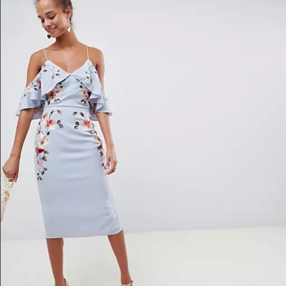 ASOS Embroidered Pencil Midi Dress